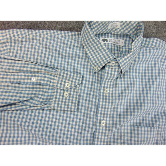 Onward Reserve Shirt Mens XL Blue Check Classic Fit Non Iron Long Sleeve Cotton - Picture 1 of 8